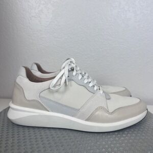 Clarks Un Rio Run Sneakers Womens 11 M Beige Canvas Minimalist Comfort Shoes